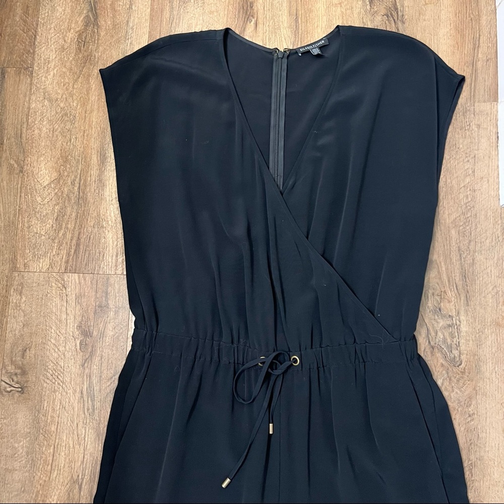 Eileen Fisher Black V-Neck Cropped Jumpsuit - Picture 5 of 12